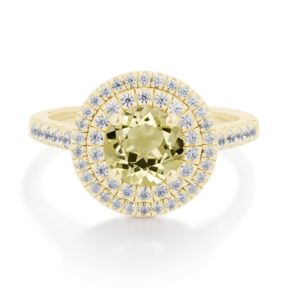 Lemon Quartz Ring Double Halo - LUO Jewelry #metal_18k yellow gold