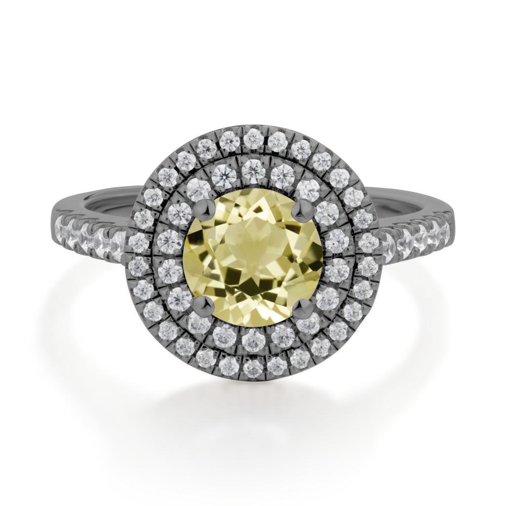 Lemon Quartz Ring Double Halo - LUO Jewelry #metal_black finish sterling silver