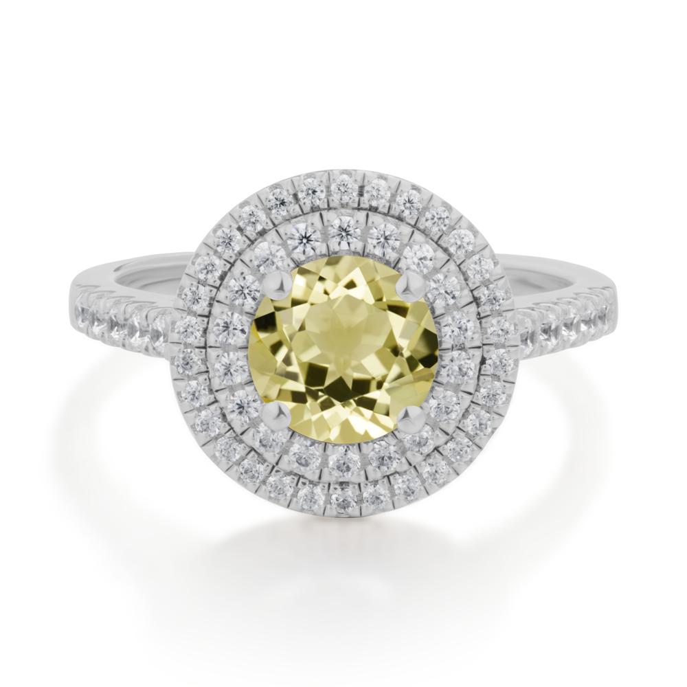 Lemon Quartz Ring Double Halo - LUO Jewelry #metal_platinum