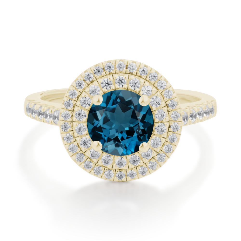 Round London Blue Topaz Double Halo Engagement Ring - LUO Jewelry #metal_14k yellow gold