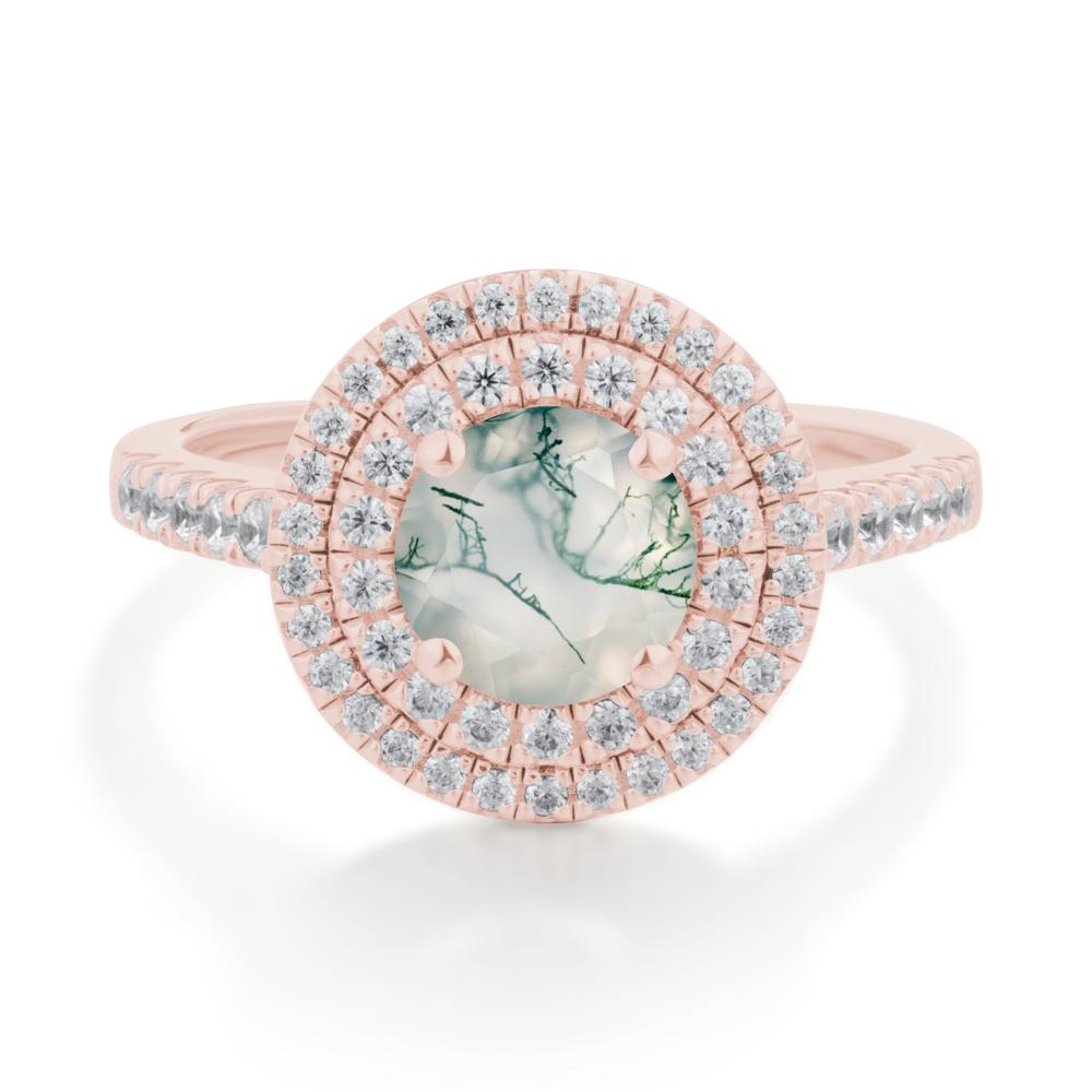 Moss Agate Ring Double Halo - LUO Jewelry #metal_18k rose gold