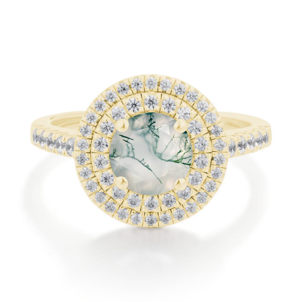 Moss Agate Ring Double Halo - LUO Jewelry #metal_18k yellow gold