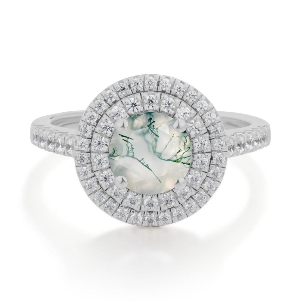 Moss Agate Ring Double Halo - LUO Jewelry #metal_platinum
