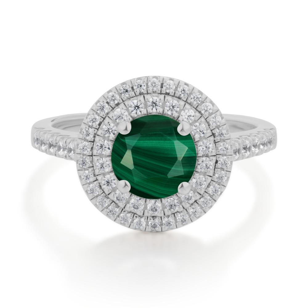 Round Malachite Double Halo Engagement Ring - LUO Jewelry #metal_platinum