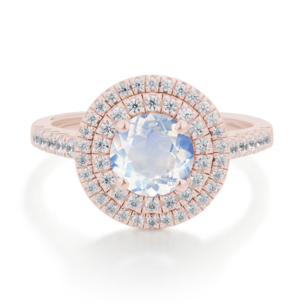 Moonstone Ring Double Halo - LUO Jewelry #metal_14k rose gold