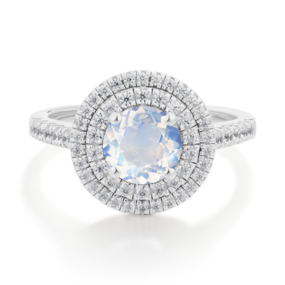Moonstone Ring Double Halo - LUO Jewelry #metal_14k white gold