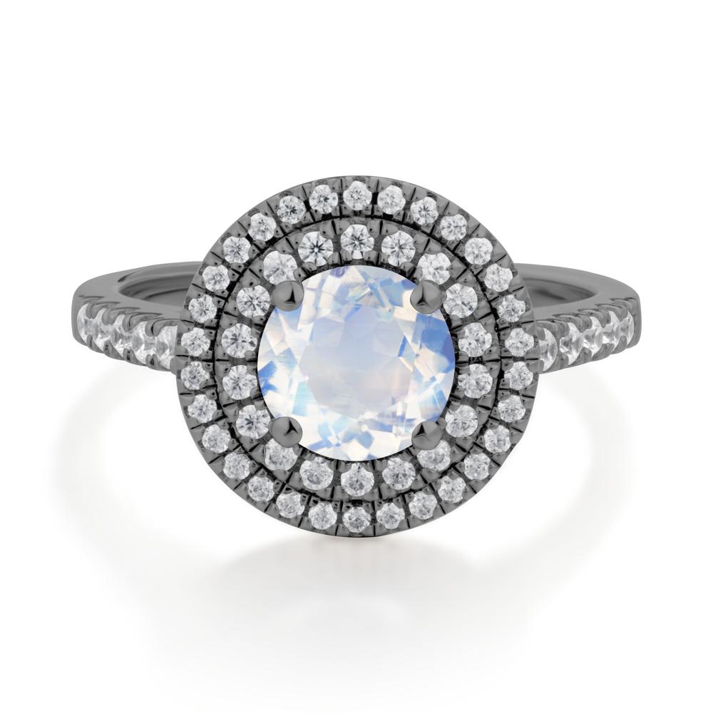 Moonstone Ring Double Halo - LUO Jewelry #metal_black finish sterling silver