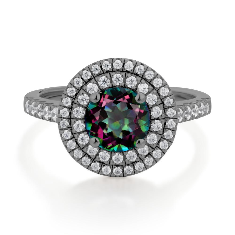 Mystic Topaz Ring Double Halo - LUO Jewelry #metal_black finish sterling silver