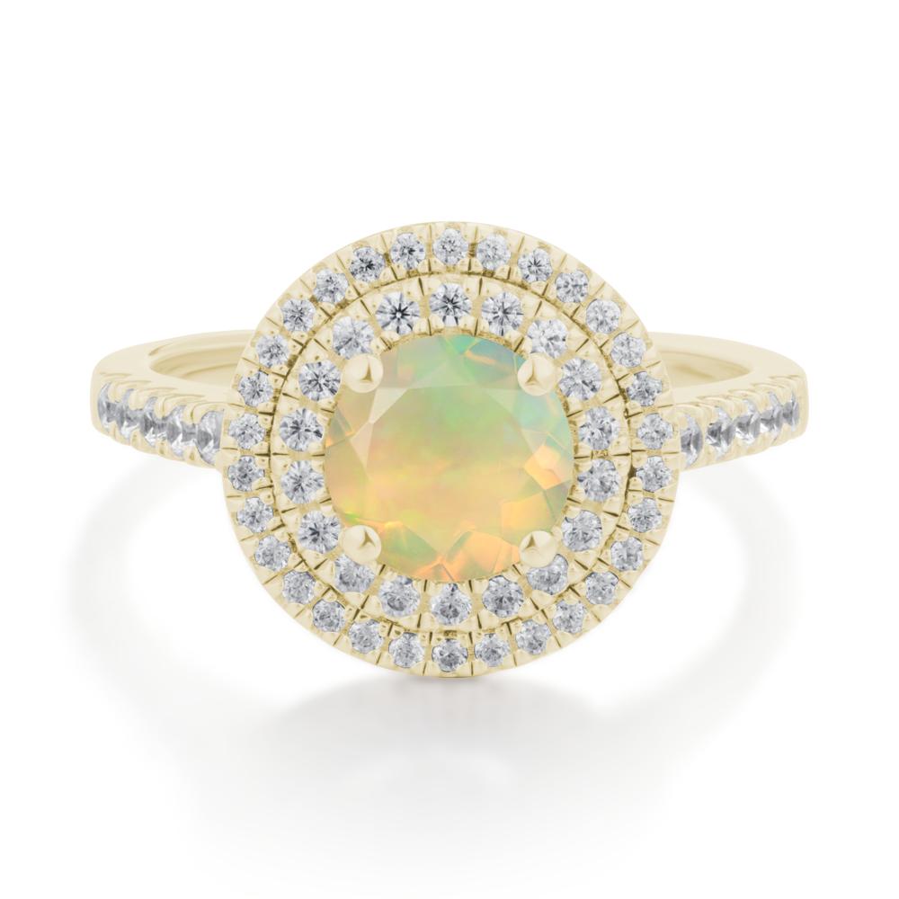 Opal Ring Double Halo - LUO Jewelry #metal_14k yellow gold