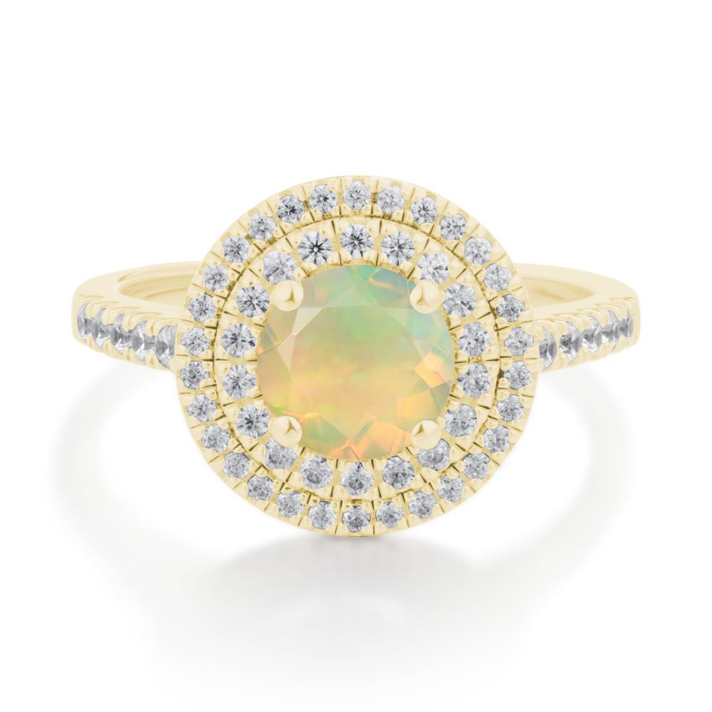 Opal Ring Double Halo - LUO Jewelry #metal_18k yellow gold