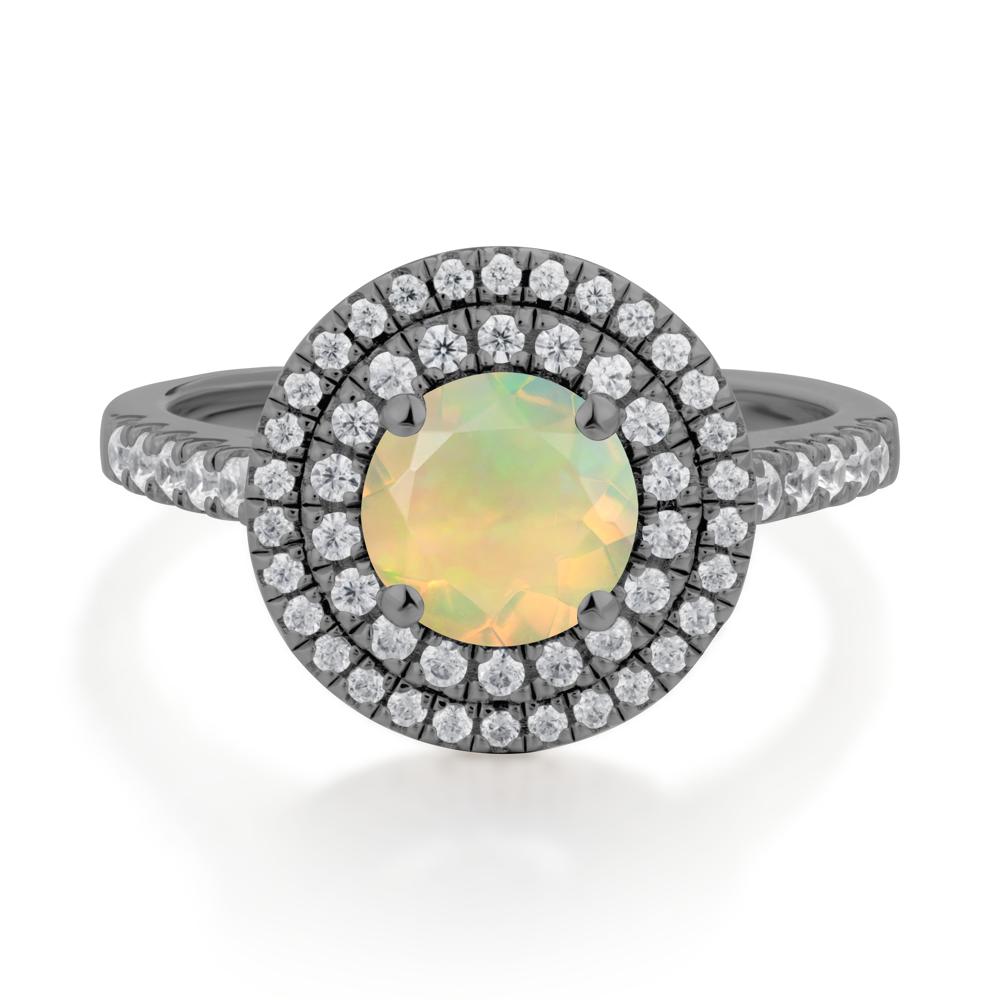 Opal Ring Double Halo - LUO Jewelry #metal_black finish sterling silver