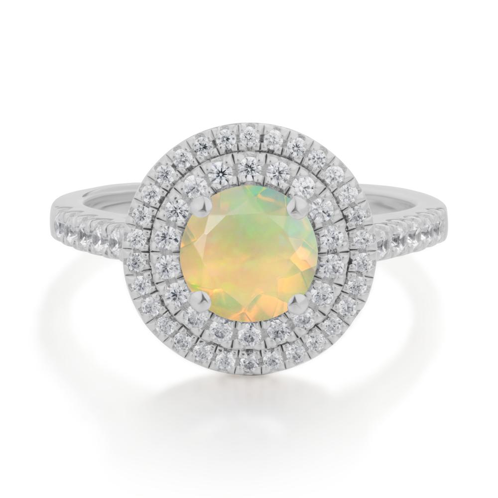 Opal Ring Double Halo - LUO Jewelry #metal_platinum