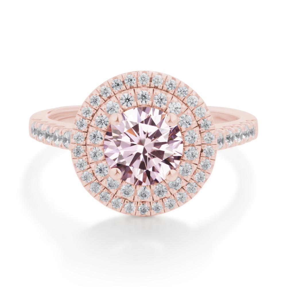 Pink Cubic Zirconia Ring Double Halo - LUO Jewelry #metal_18k rose gold