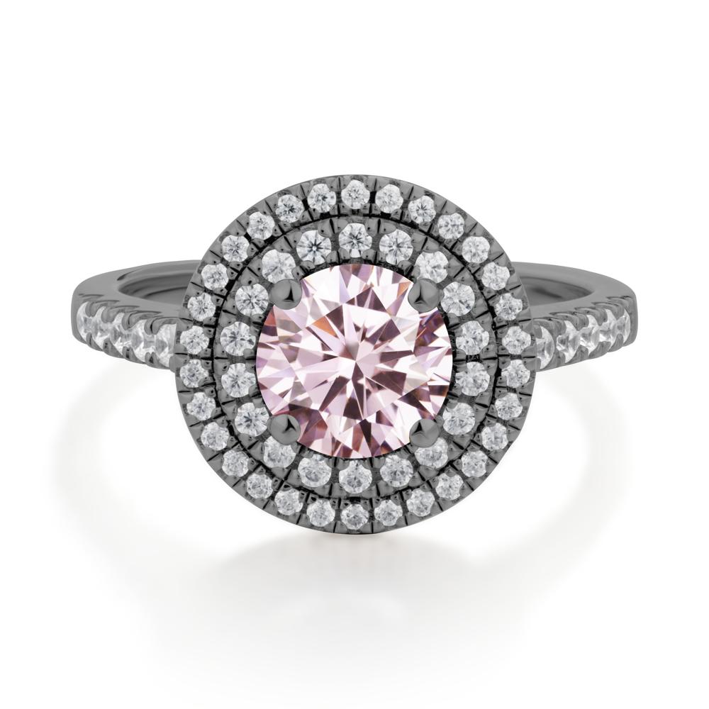 Pink Cubic Zirconia Ring Double Halo - LUO Jewelry #metal_black finish sterling silver