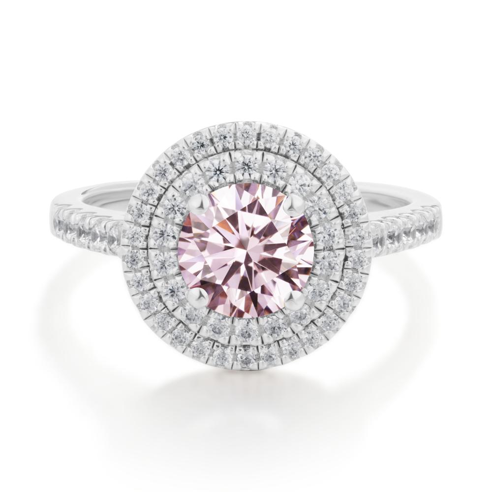 Pink Cubic Zirconia Ring Double Halo - LUO Jewelry #metal_sterling silver
