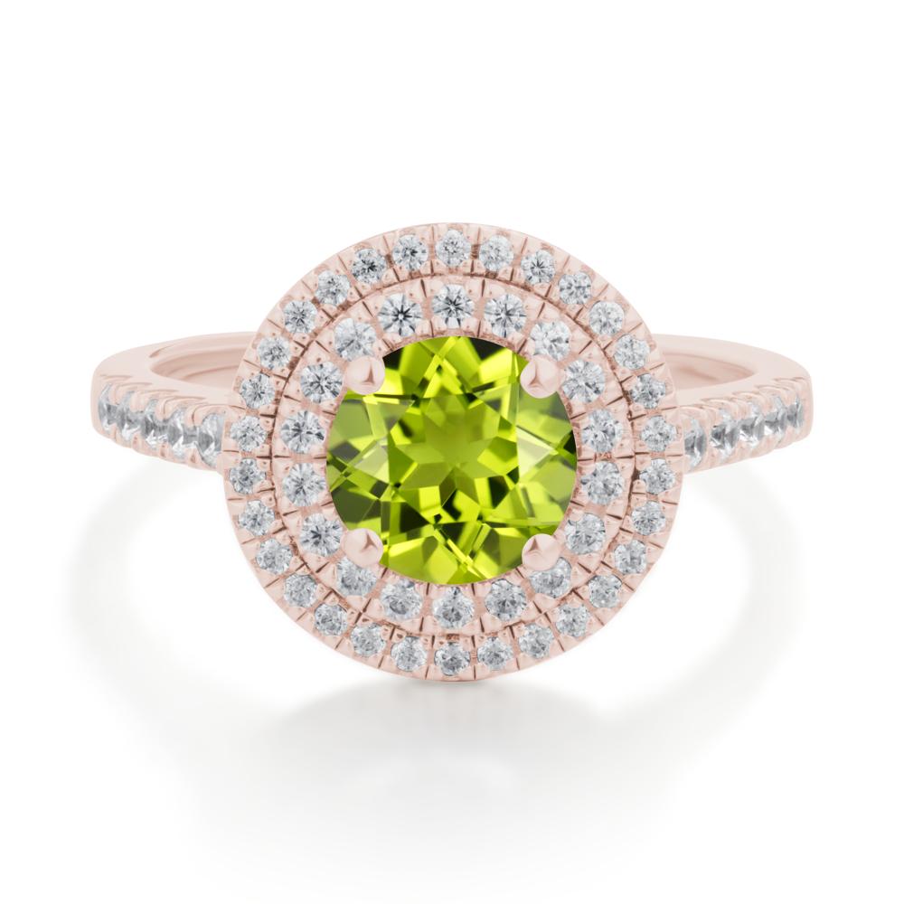 Peridot Ring Double Halo - LUO Jewelry #metal_14k rose gold