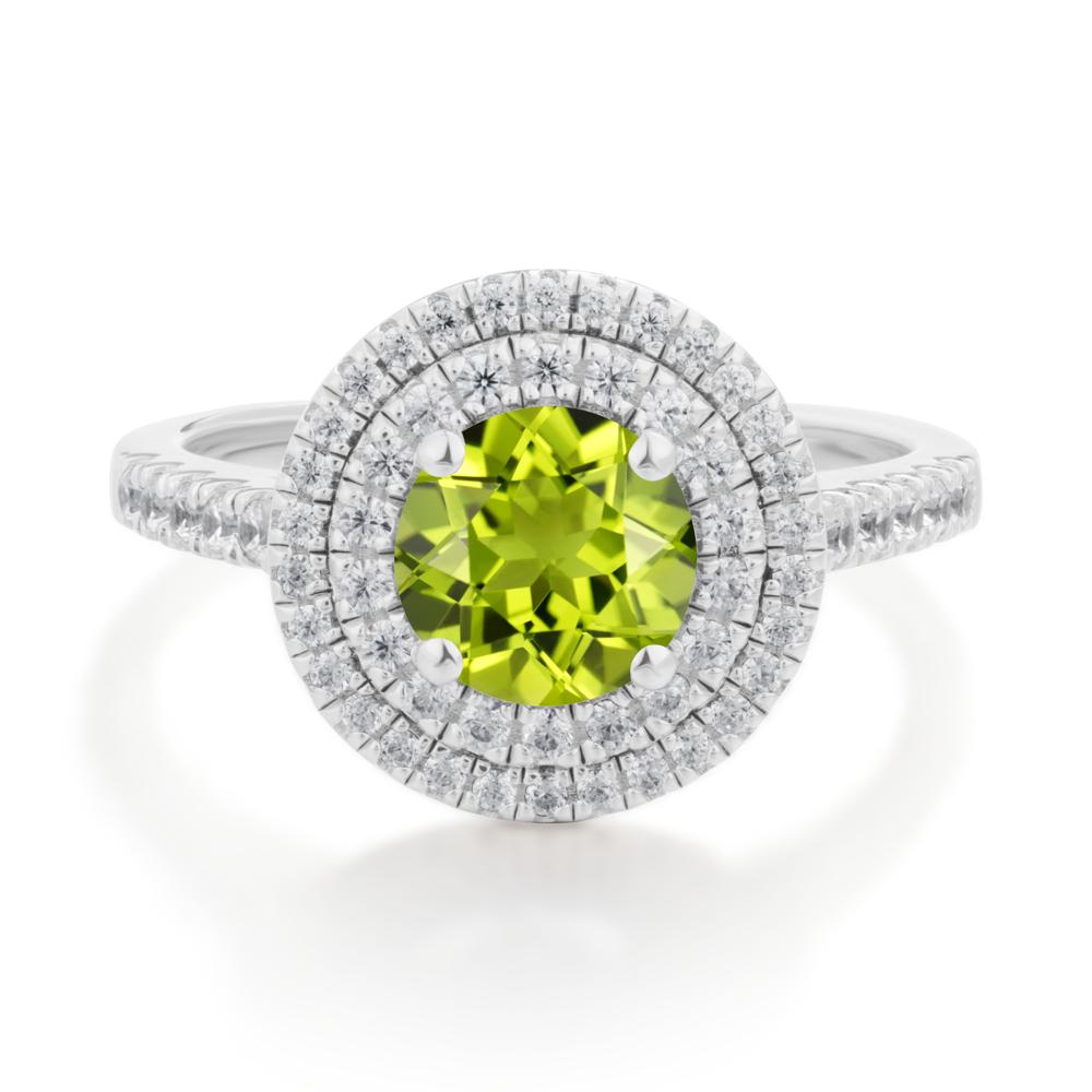 Peridot Ring Double Halo - LUO Jewelry #metal_14k white gold