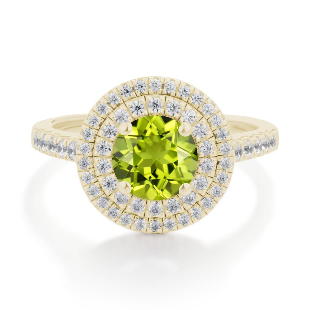 Peridot Ring Double Halo - LUO Jewelry #metal_14k yellow gold