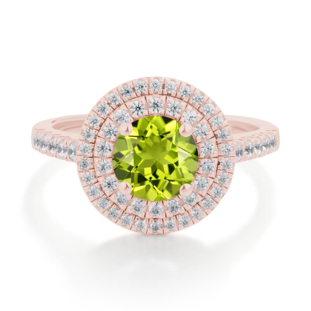 Peridot Ring Double Halo - LUO Jewelry #metal_18k rose gold
