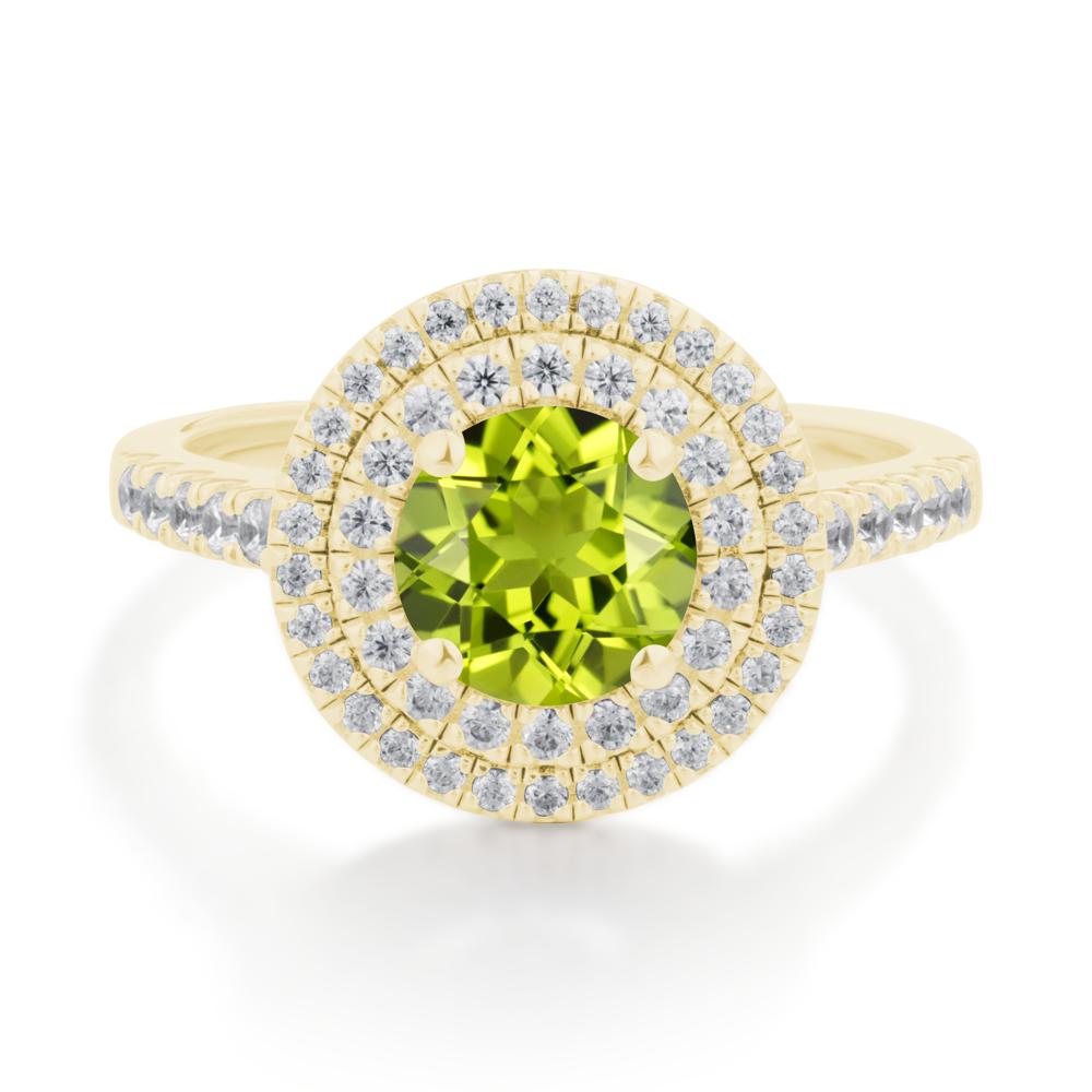 Peridot Ring Double Halo - LUO Jewelry #metal_18k yellow gold