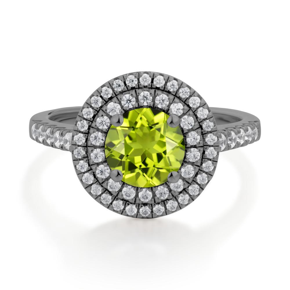 Peridot Ring Double Halo - LUO Jewelry #metal_black finish sterling silver