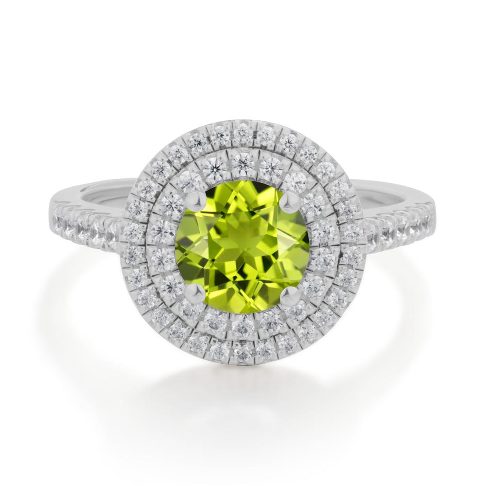 Peridot Ring Double Halo - LUO Jewelry #metal_platinum