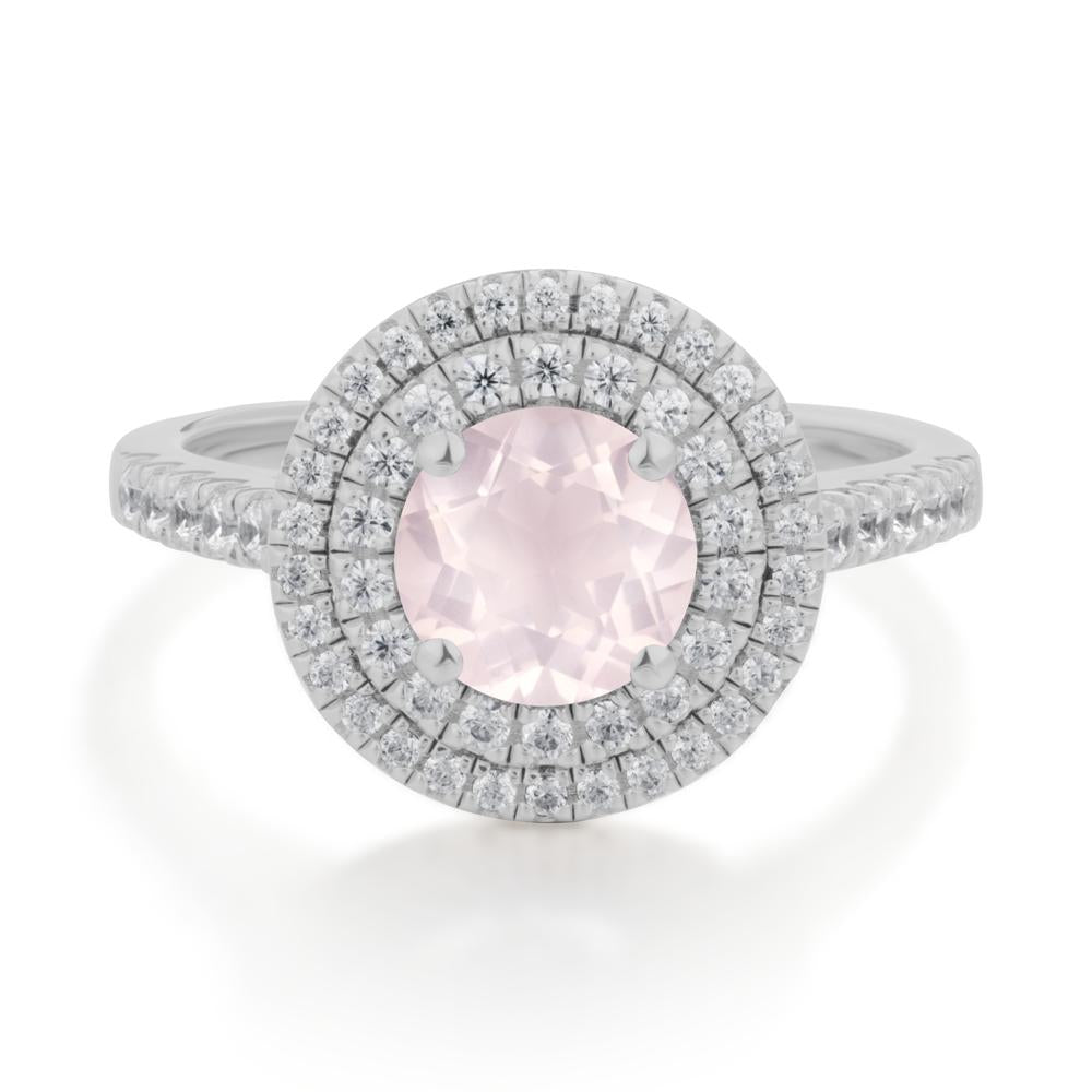 Rose Quartz Ring Double Halo - LUO Jewelry #metal_platinum