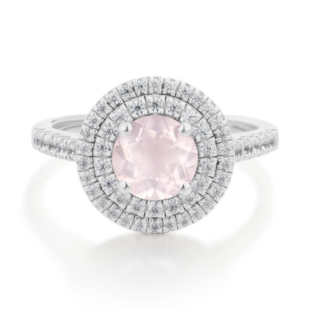 Rose Quartz Ring Double Halo - LUO Jewelry #metal_sterling silver