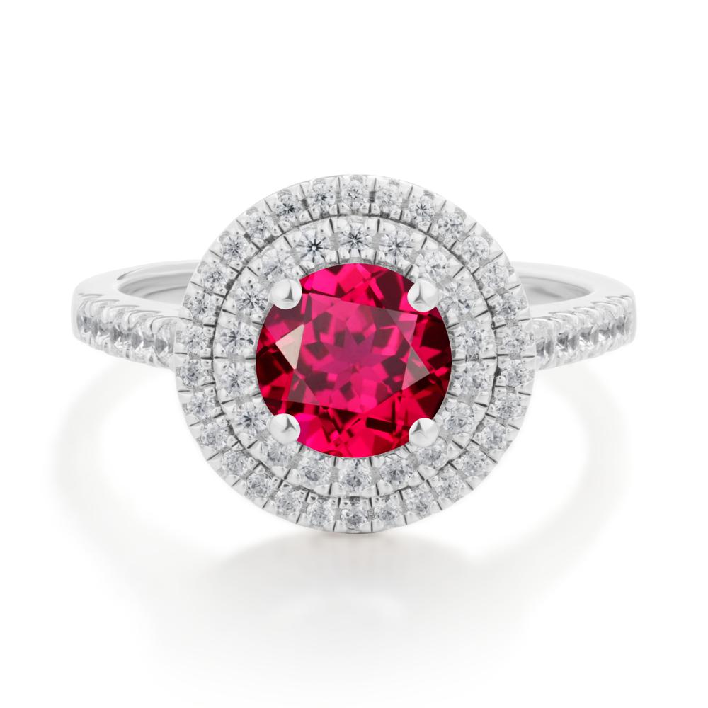 Round Ruby Double Halo Engagement Ring - LUO Jewelry #metal_sterling silver