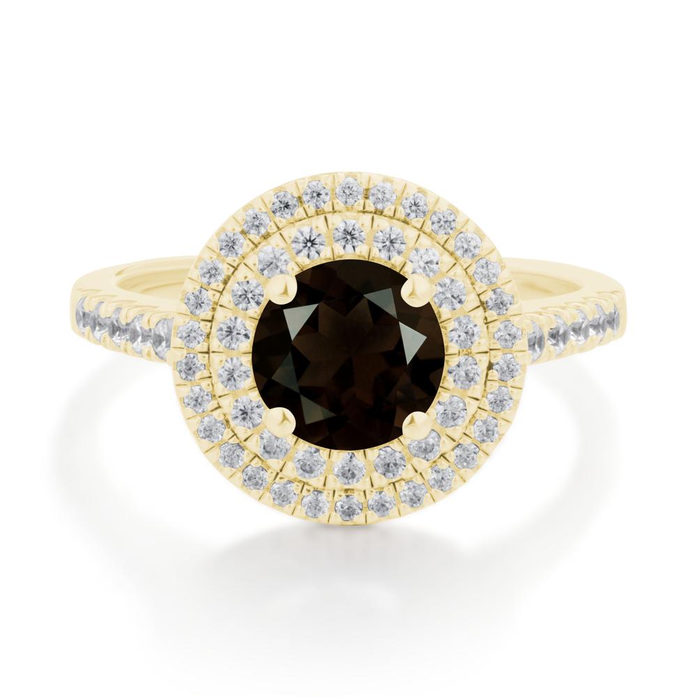 Smoky Quartz Ring Double Halo - LUO Jewelry #metal_18k yellow gold