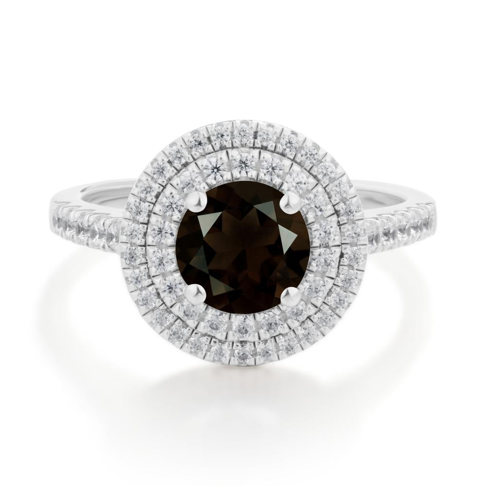 Smoky Quartz Ring Double Halo - LUO Jewelry #metal_sterling silver