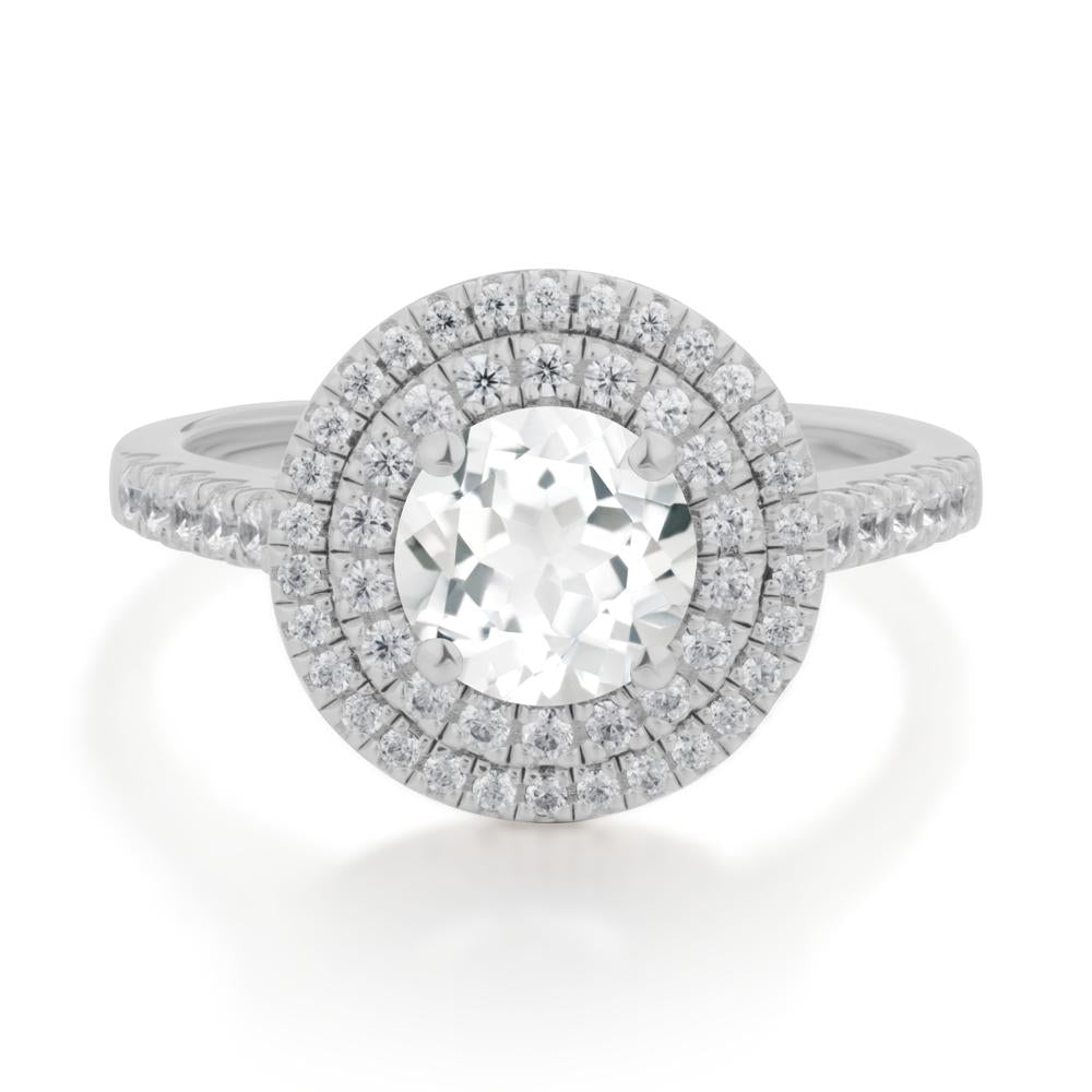 Round White Topaz Double Halo Engagement Ring - LUO Jewelry #metal_platinum