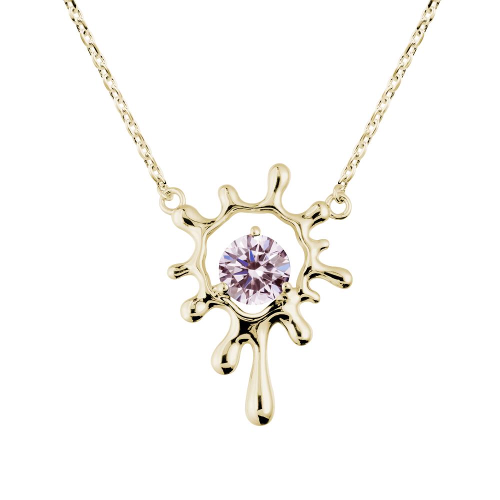 Liquid Pink Cubic Zirconia Necklace - LUO Jewelry #metal_14k yellow gold