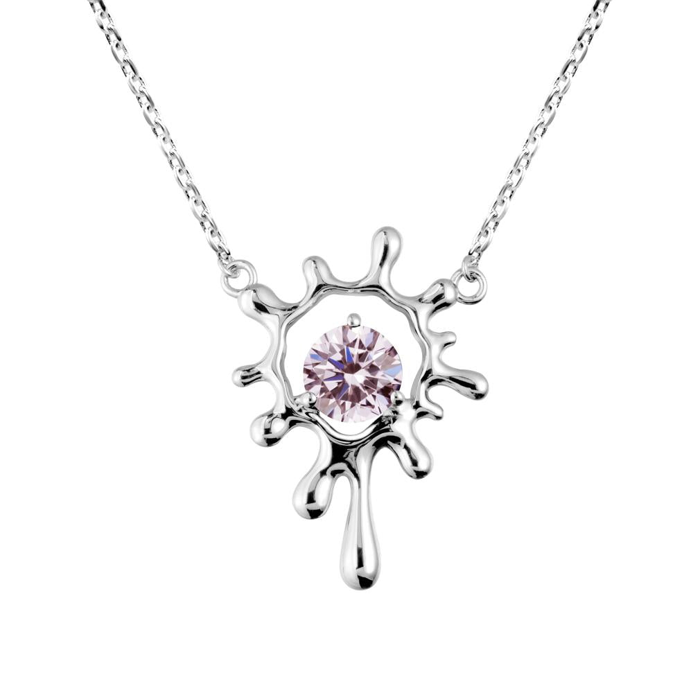 Liquid Pink Cubic Zirconia Necklace - LUO Jewelry #metal_18k white gold