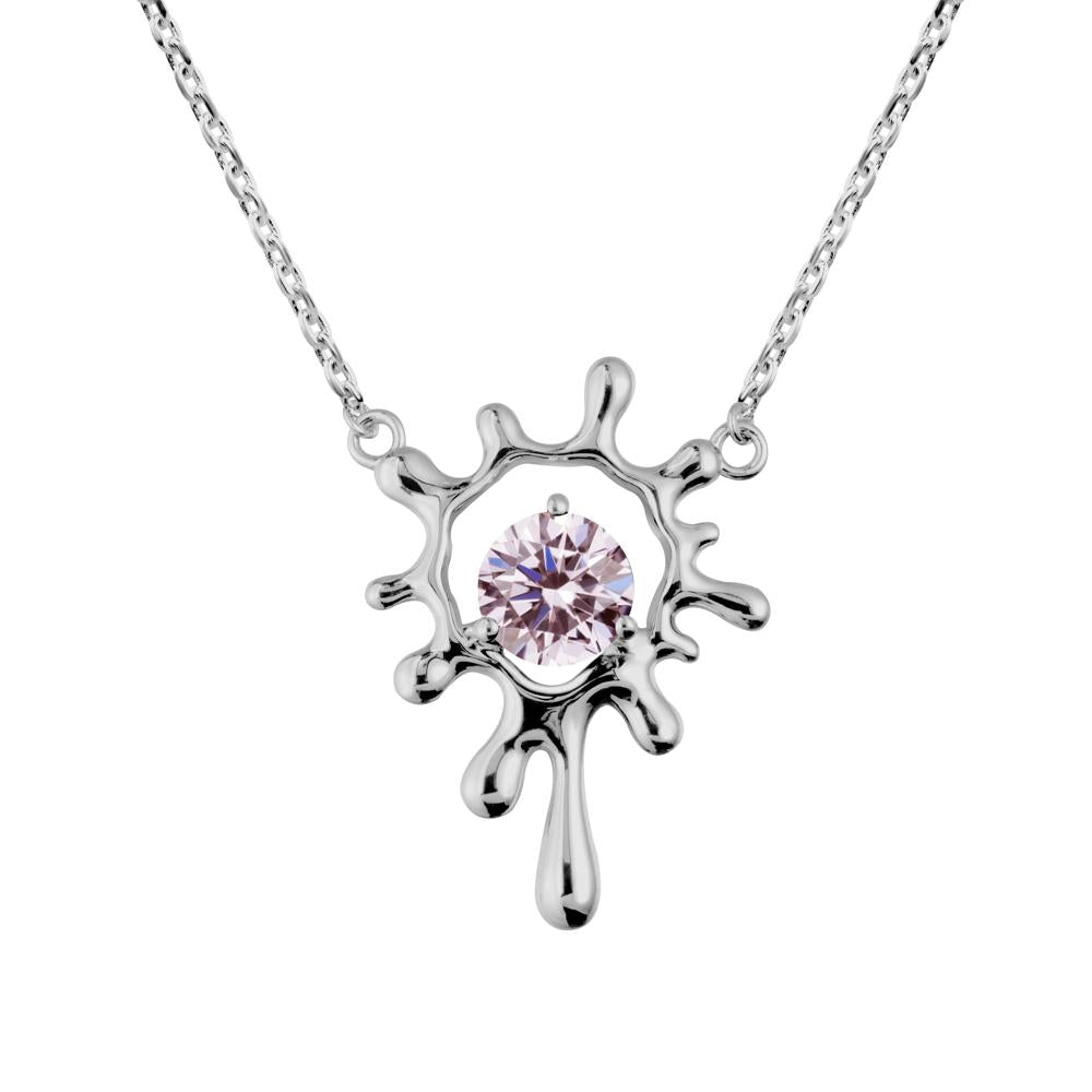 Liquid Pink Cubic Zirconia Necklace - LUO Jewelry #metal_platinum