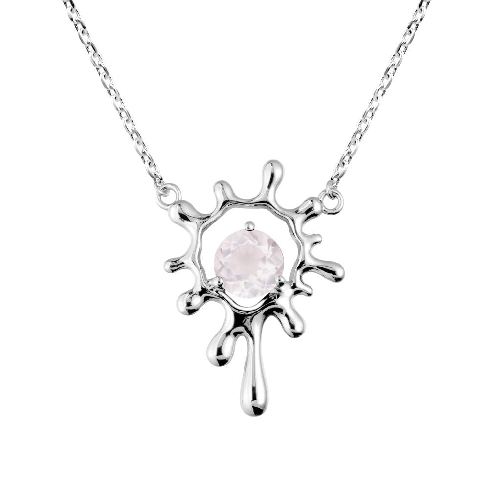 Liquid Rose Quartz Necklace - LUO Jewelry #metal_14k white gold