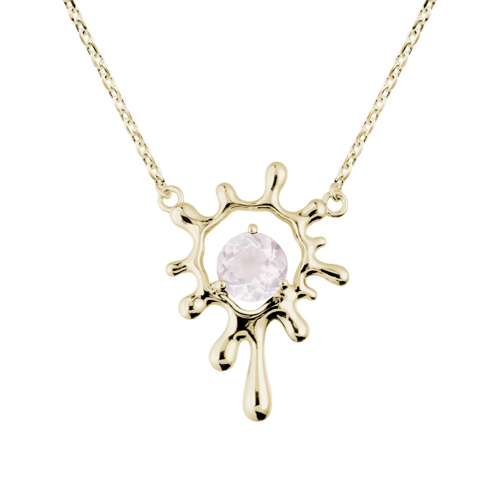 Liquid Rose Quartz Necklace - LUO Jewelry #metal_14k yellow gold