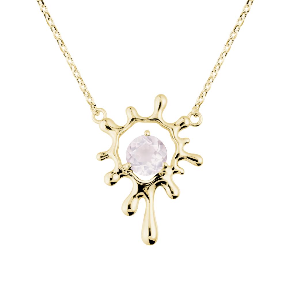Liquid Rose Quartz Necklace - LUO Jewelry #metal_18k yellow gold