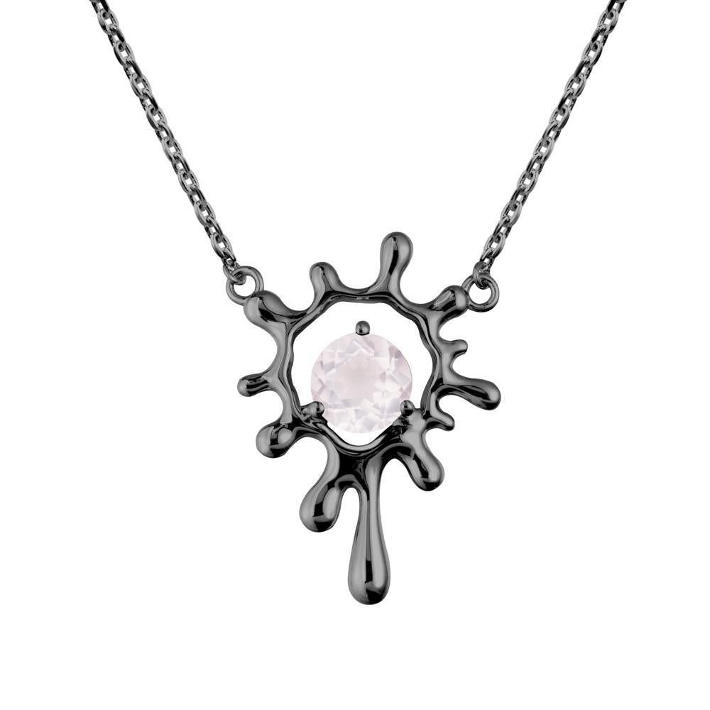 Liquid Rose Quartz Necklace - LUO Jewelry #metal_black finish sterling silver