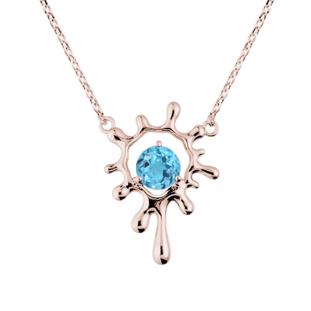 Liquid Swiss Blue Topaz Necklace - LUO Jewelry #metal_14k rose gold