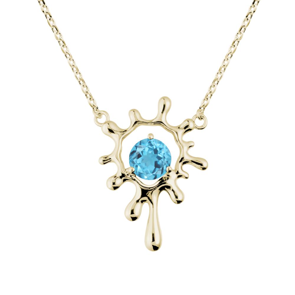 Liquid Swiss Blue Topaz Necklace - LUO Jewelry #metal_14k yellow gold