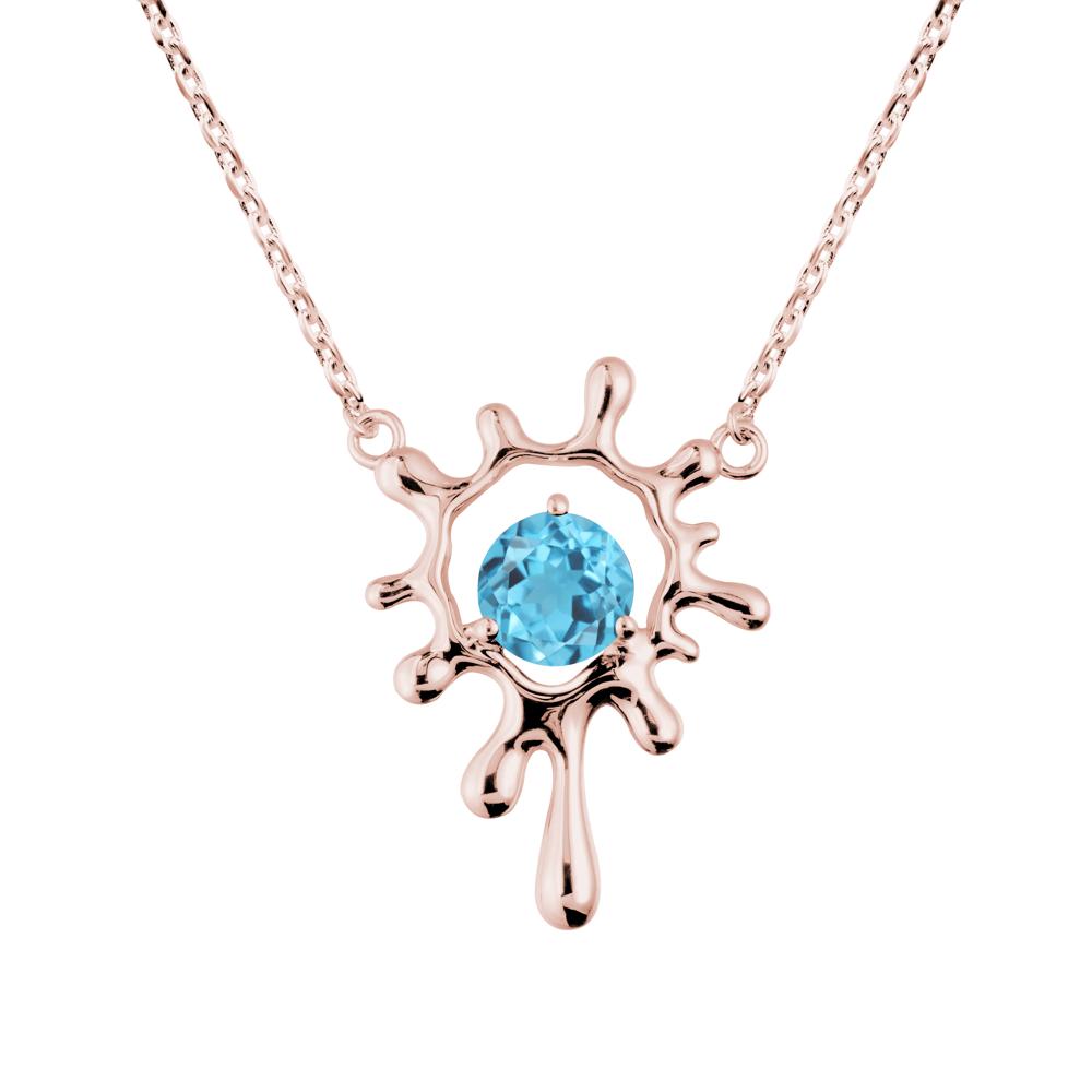 Liquid Swiss Blue Topaz Necklace - LUO Jewelry #metal_18k rose gold