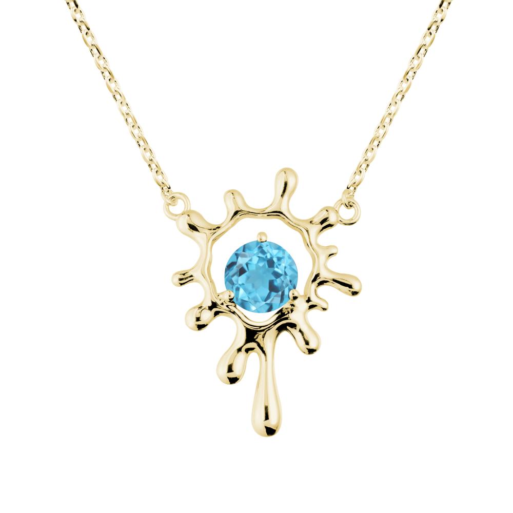 Liquid Swiss Blue Topaz Necklace - LUO Jewelry #metal_18k yellow gold