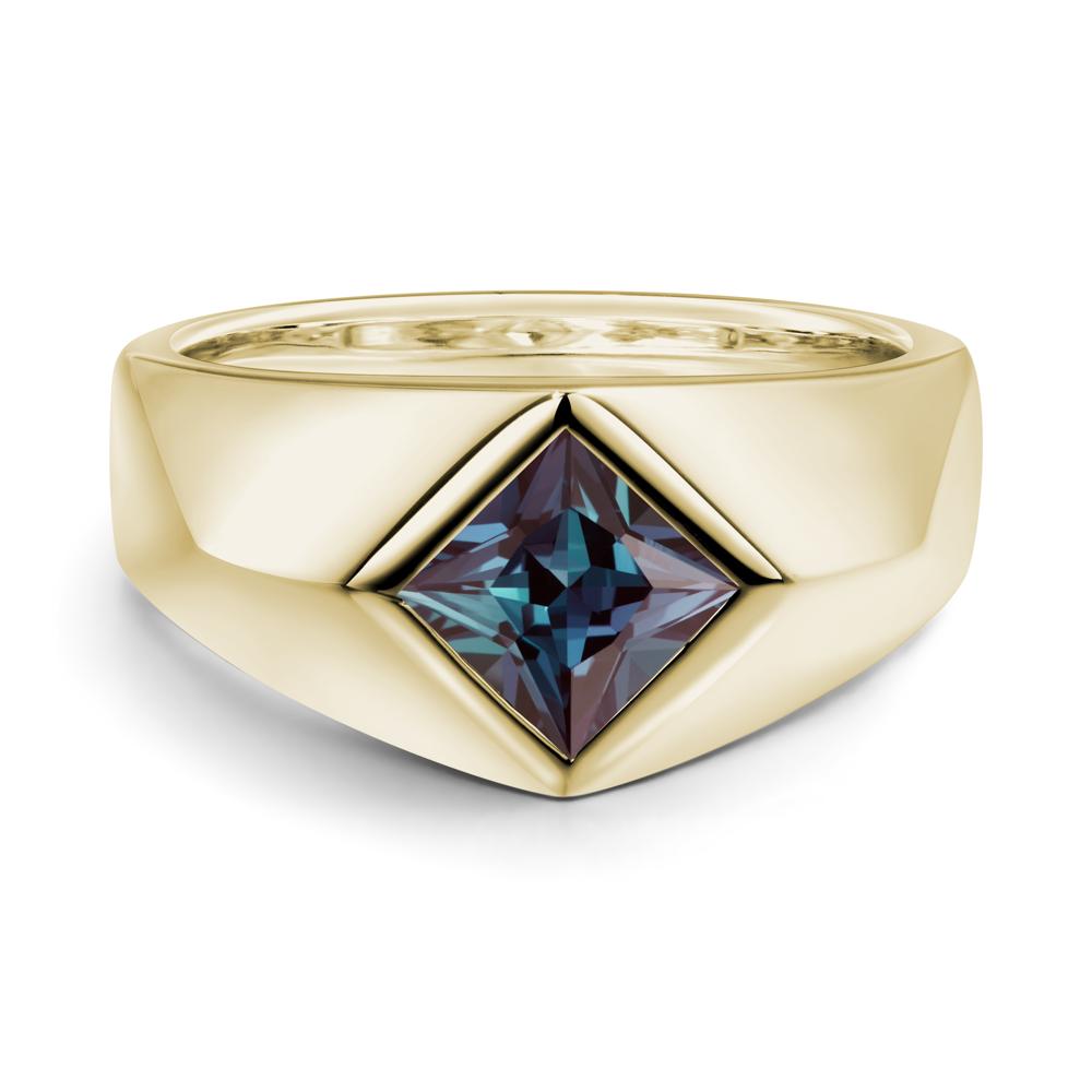 Men's Alexandrite Kite Set Ring - LUO Jewelry #metal_14k yellow gold