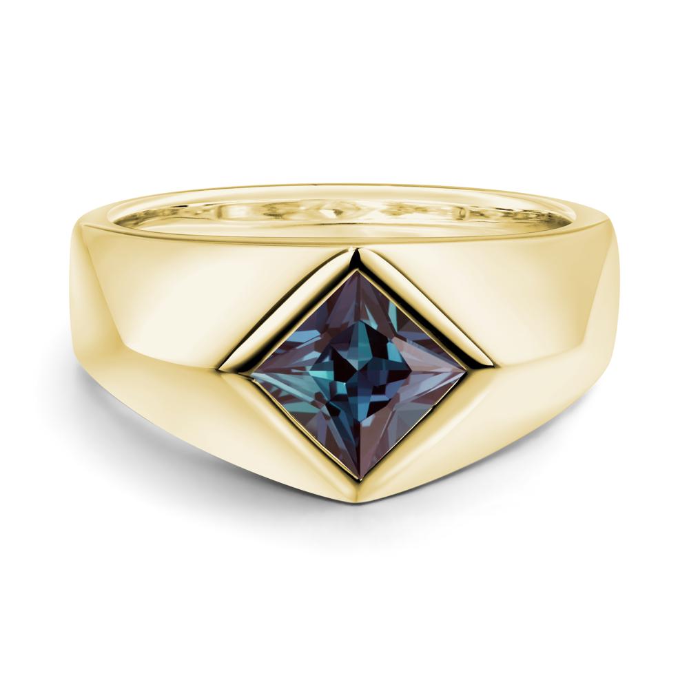 Men's Alexandrite Kite Set Ring - LUO Jewelry #metal_18k yellow gold