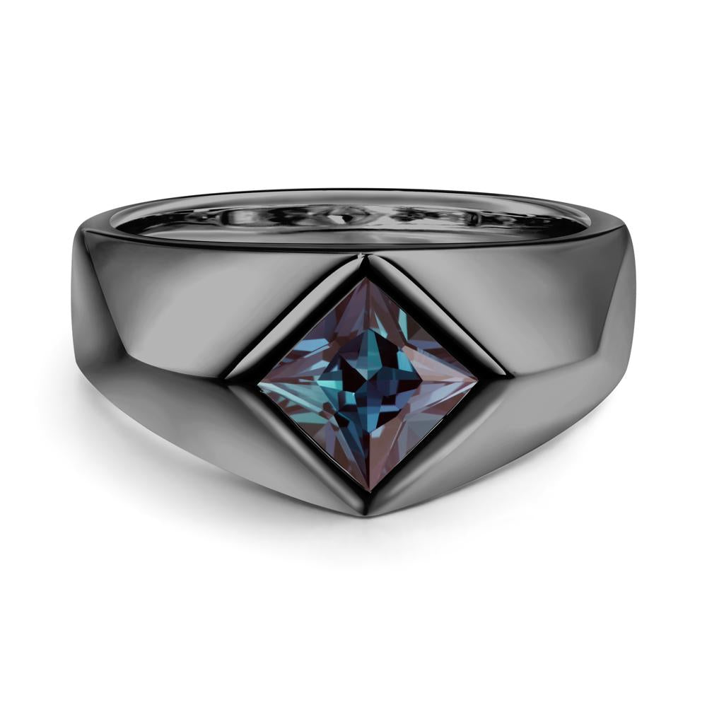 Men's Alexandrite Kite Set Ring - LUO Jewelry #metal_black finish sterling silver