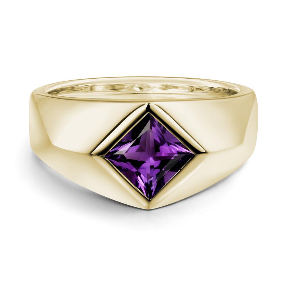 Men's Amethyst Kite Set Ring - LUO Jewelry #metal_14k yellow gold