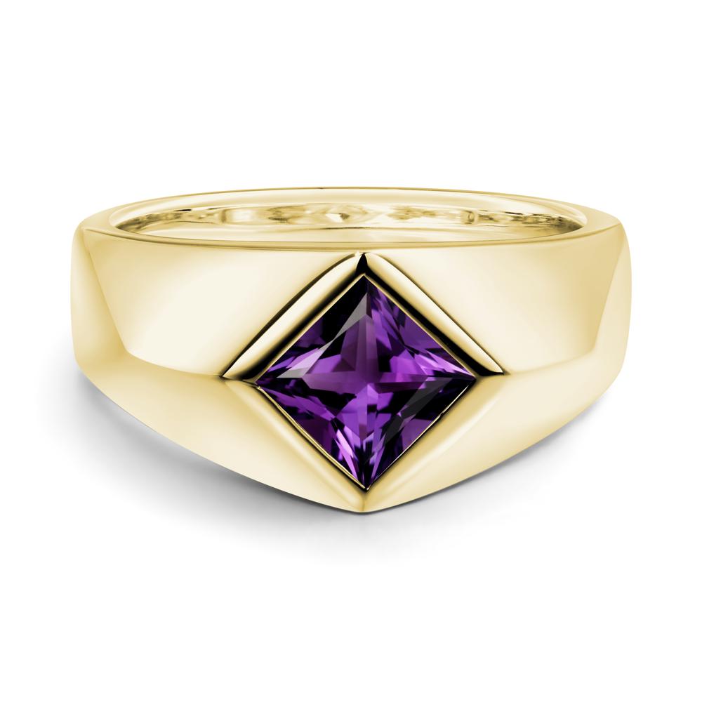 Men's Amethyst Kite Set Ring - LUO Jewelry #metal_18k yellow gold