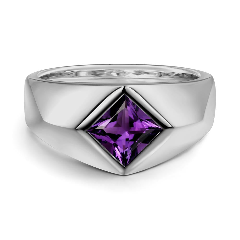 Men's Amethyst Kite Set Ring - LUO Jewelry #metal_platinum
