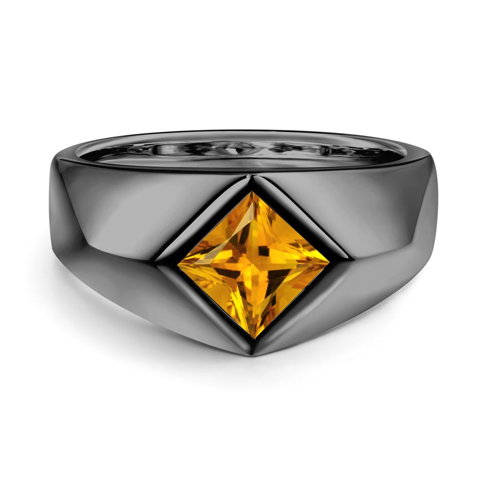 Men's Citrine Kite Set Ring - LUO Jewelry #metal_black finish sterling silver